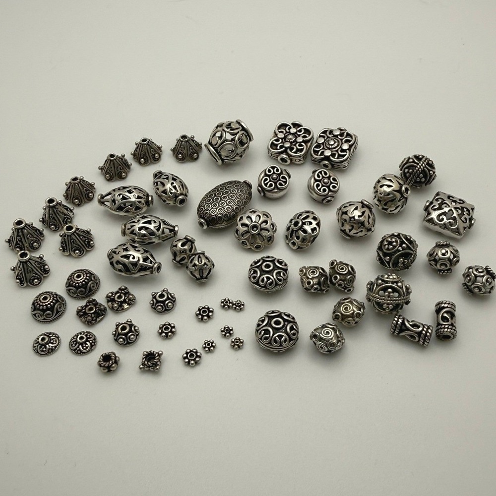 Sterling Silver Bali Beads Bead Caps Spacers Lot 68.25g Jewelry Making CF50